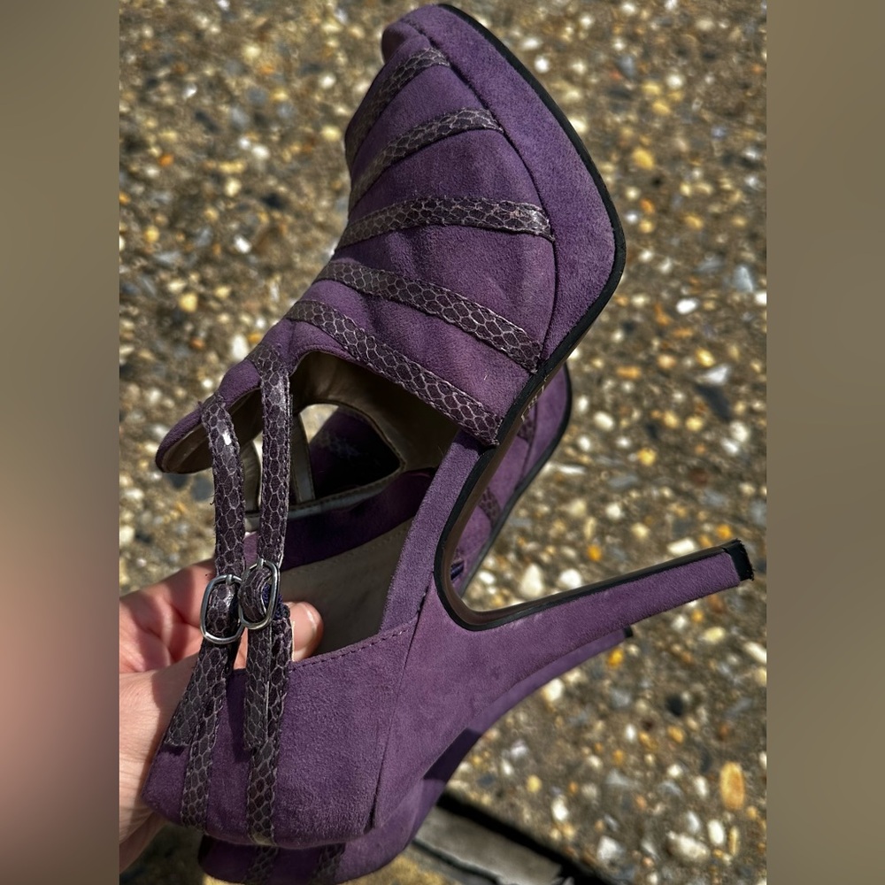 Bellini Purple Suede Platform Stiletto Sandals